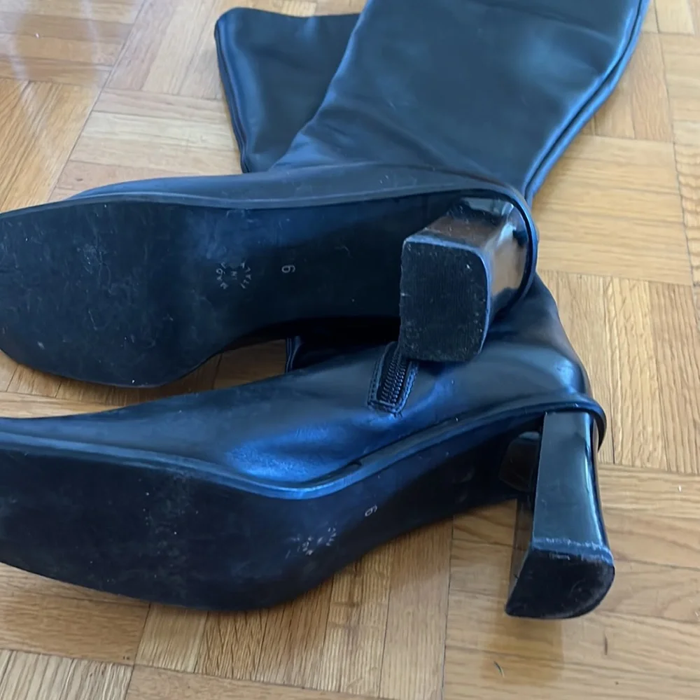 High boots black genuine leather size 9 Italy - Picture 6 of 7